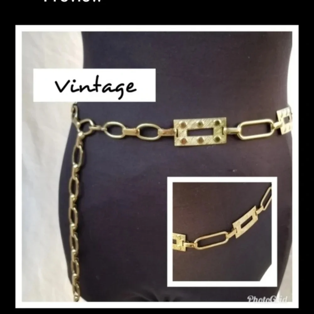 Vintage 80s Brass‎ Chain Belt M/ L